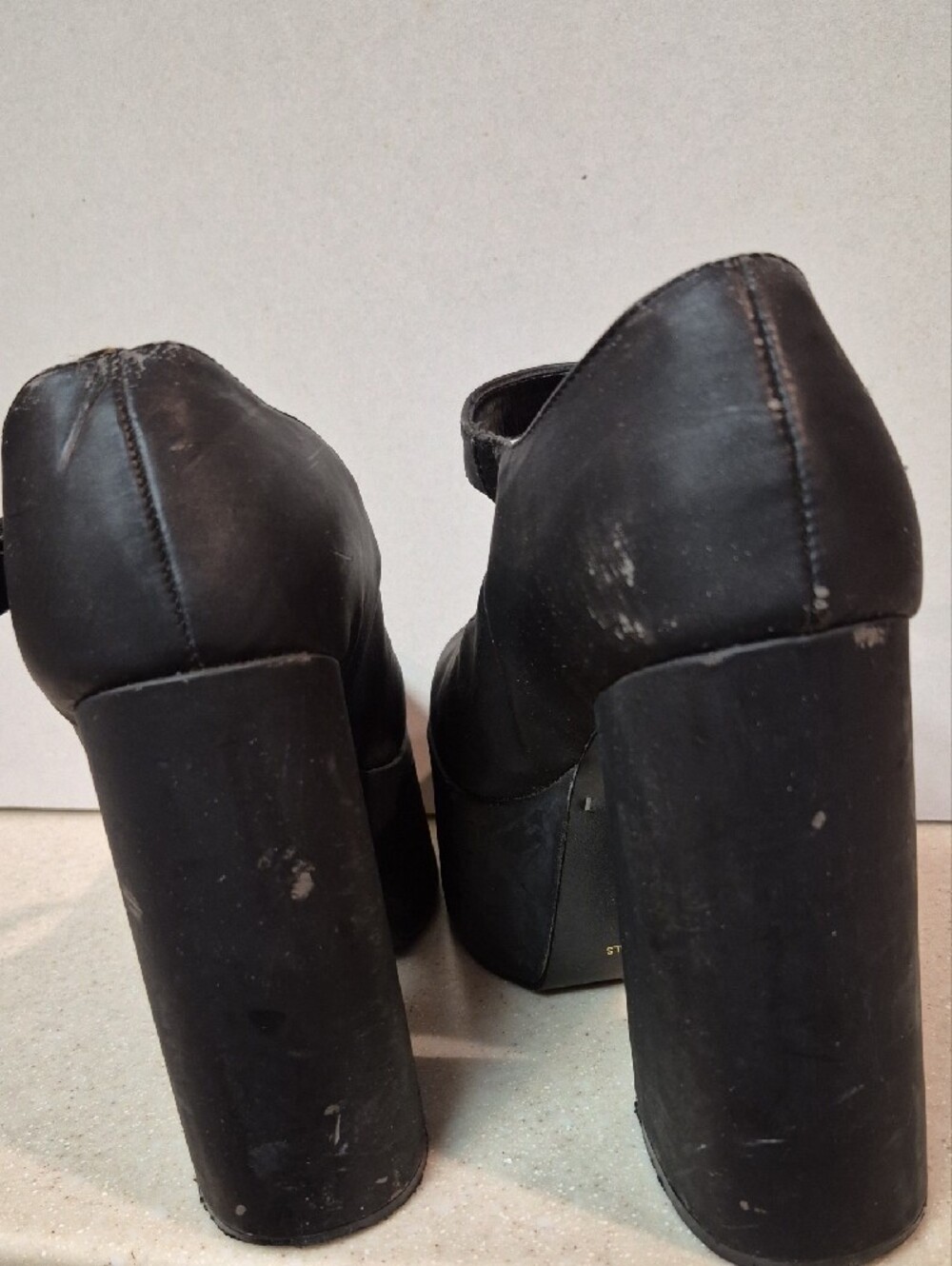Asphalt Black Platform Mary Jane Heels with Leopard Insole - Picture 5 of 11